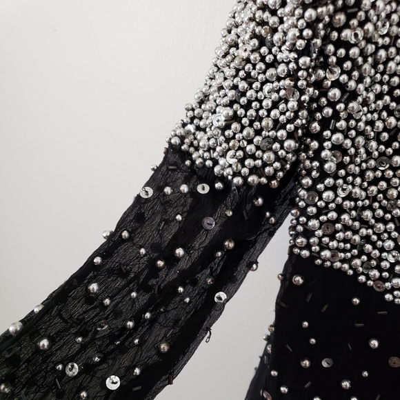 Vintage 1980s Silk Beaded Shift Dress - Picture 8 of 15